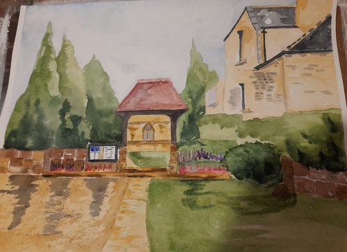 Pauline, St Cuthbert's gate Ackworth, watercolour.